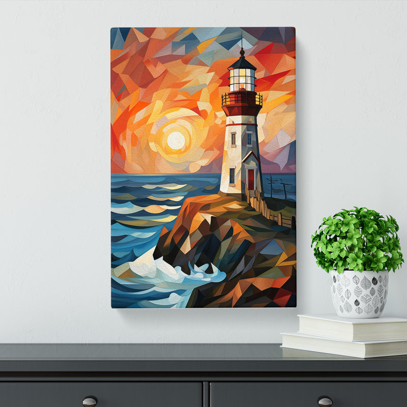Lighthouse Cubism Art No.2 - Wrapped Canvas, 76cm H x 50cm W x 3cm D