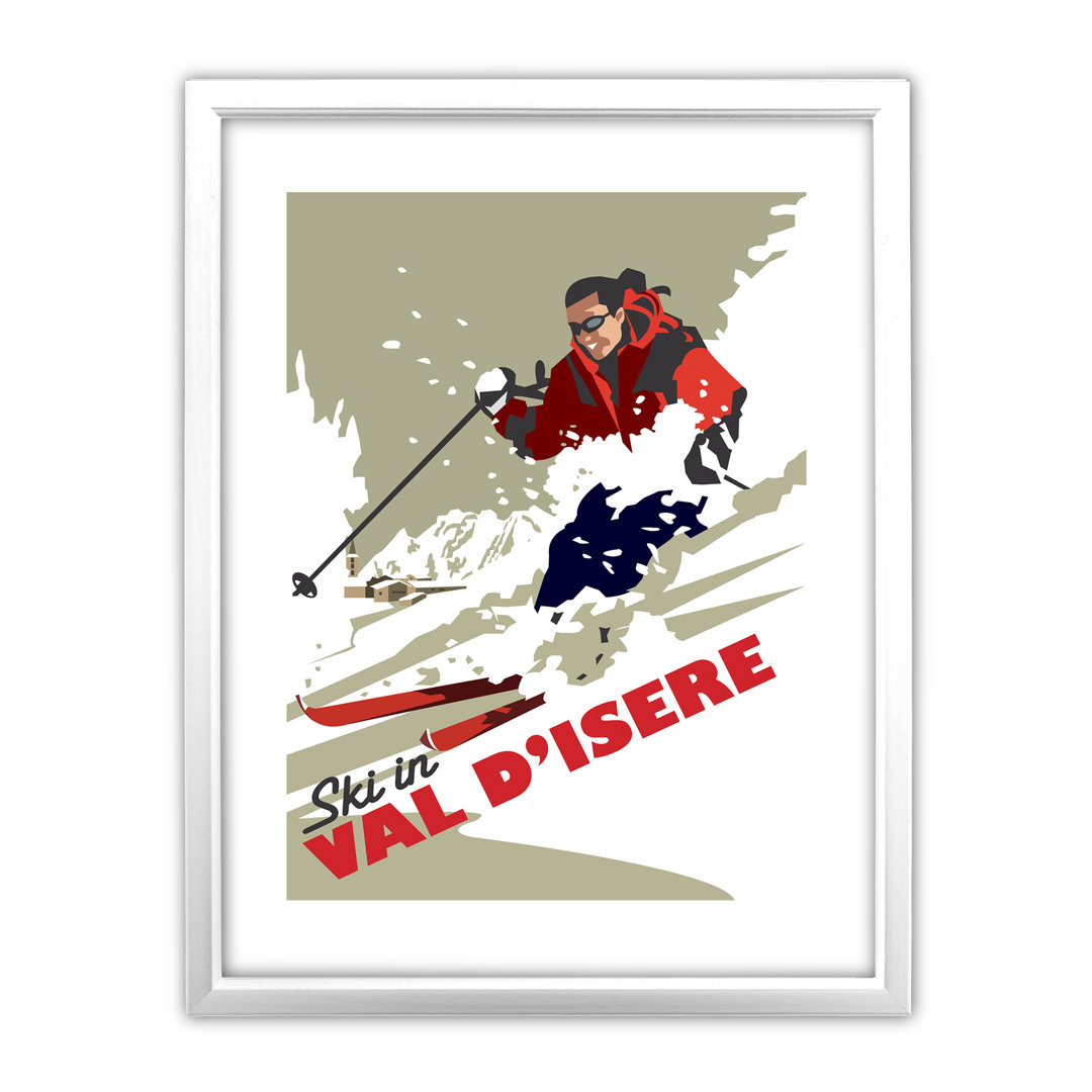 Ski in Val D'isere by Dave Thompson Framed Vintage Advertisement
