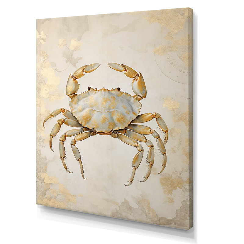 Minimalisme crabe, peinture II sur toile, Toile tendue, H 32 po x l 16 po x P 1 po
