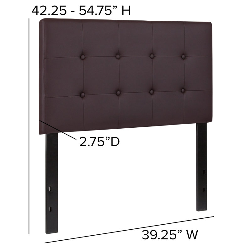 Ciriaca Button Tufted Upholstered Headboard, Brown, Twin