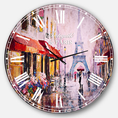 Lovers in Paris Eiffel Tower - Industrial wall clock