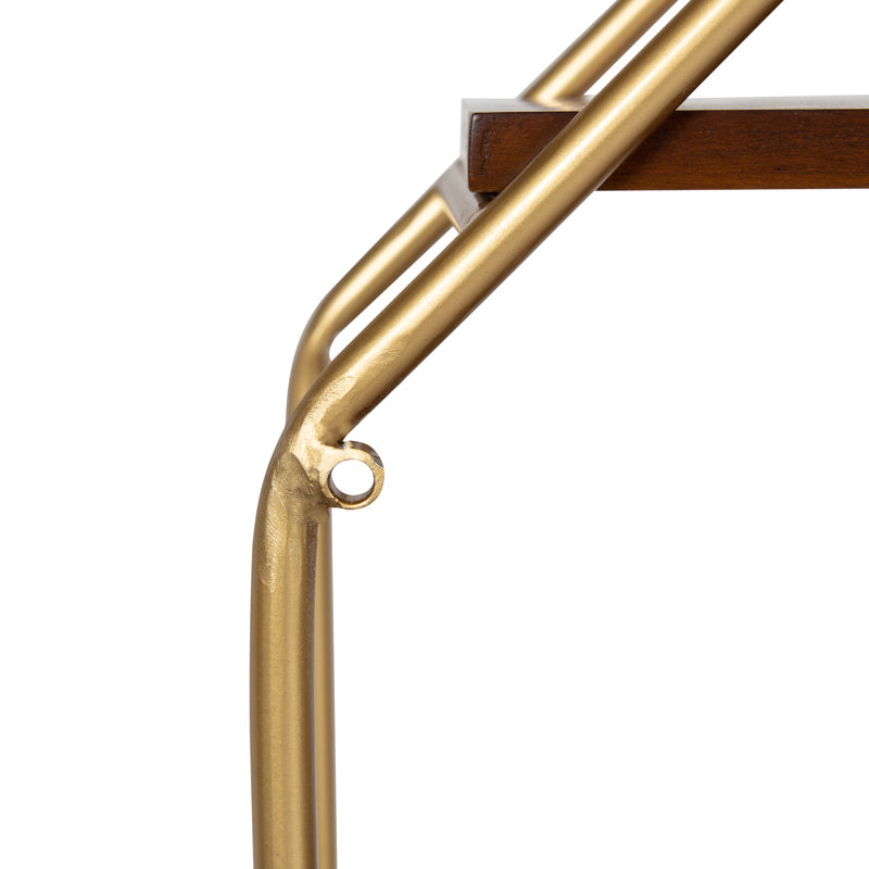 Colten 5 Shelf Octagon Wall Shelf, Walnut Brown/Gold