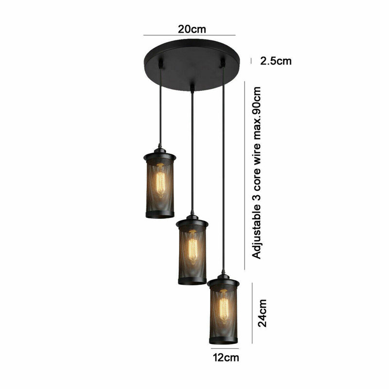 Curtsinger 3 - Light Black Cluster Pendant