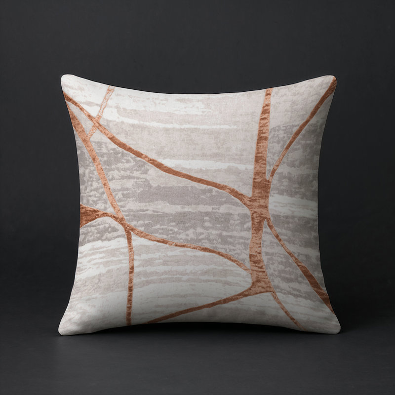 Coussin décoratif intérieur / extérieur gris Modern Modern, Carré 18 po, Gris abstrait 148