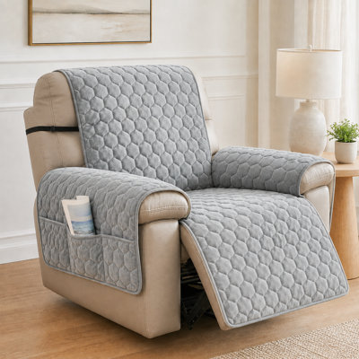 All-Season Soft Plush Recliner Cushion Cover – Non-Slip, Washable, Pet-Friendly, with Side Armrest Storage Bags. Suitable for Armchair, Loveseat, and 3-Seat Sofa.