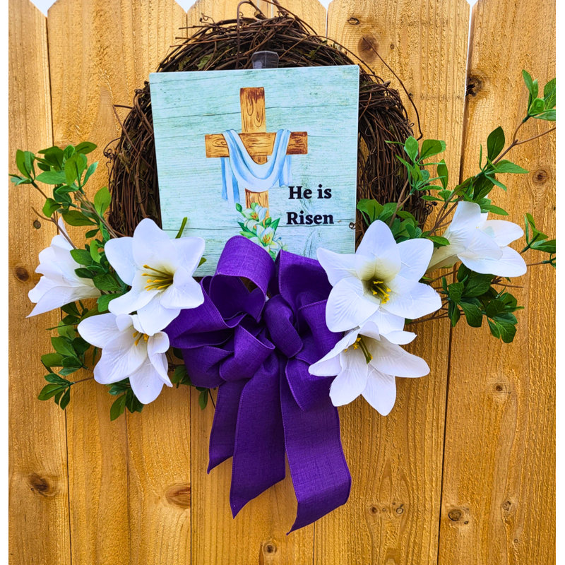 Handcrafted Faux Lillies Twig 22'' Wreath