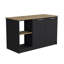 Îlot de cuisine avec grande surface supérieure, armoire à deux portes et tablettes ouvertes noir / Macadamia-55879332