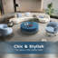 Upholstered Cocktail Ottoman Large Coffee Table for Living Room，Modern Round Cushioned Tassel Center Table Blue
