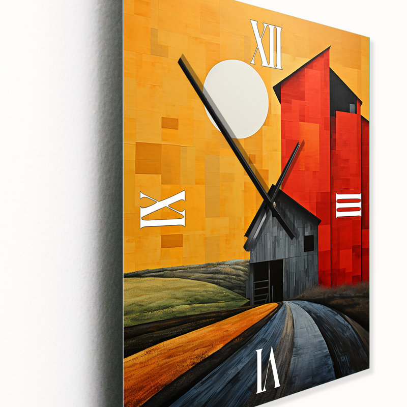 Paysage avec granges - Patchwork VI, H 28 po x l 12 po x P 1 po