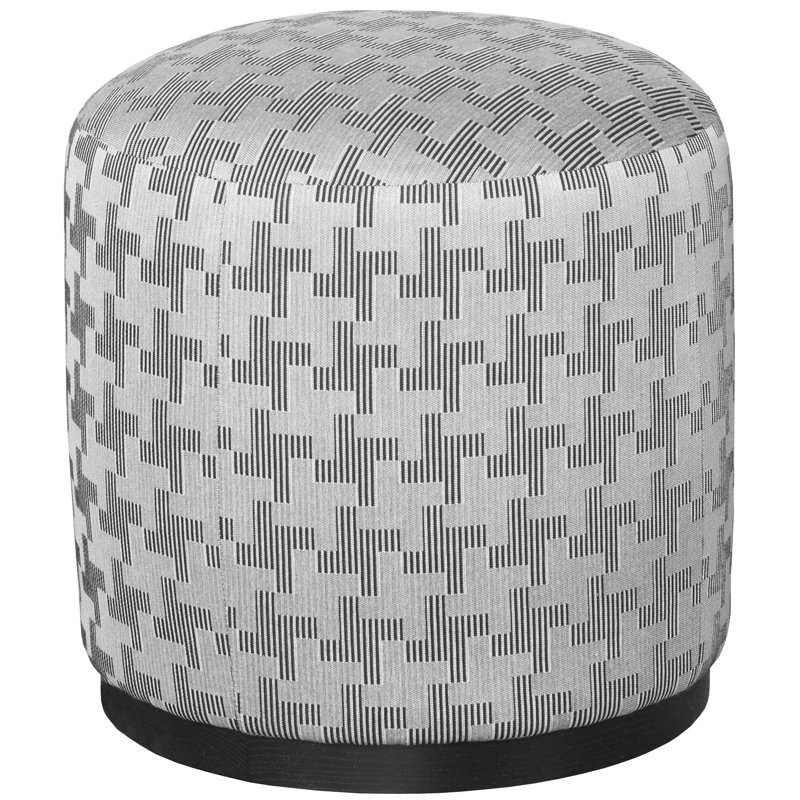 Michael Weiss Haskell 19" Wide Round Standard Ottoman, Casa Blanca, Ozark Marina Cotton