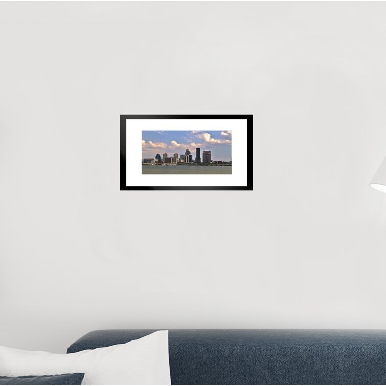 Louisville Kentucky Skyline On The Ohio River Photo Matted Framed Art Print  Wall Decor 26x20 Inch Framed On Paper Print