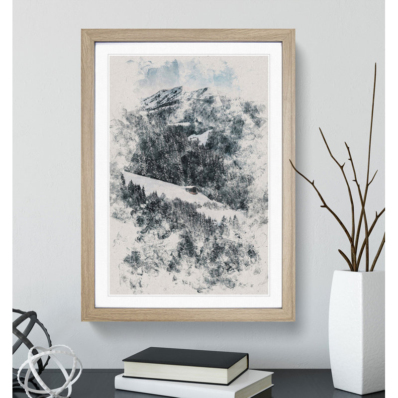 Winter Forest Vol.10 Watercolour - Picture Frame Graphic Art, 36cm H x 27cm W x 2cm D, Oak