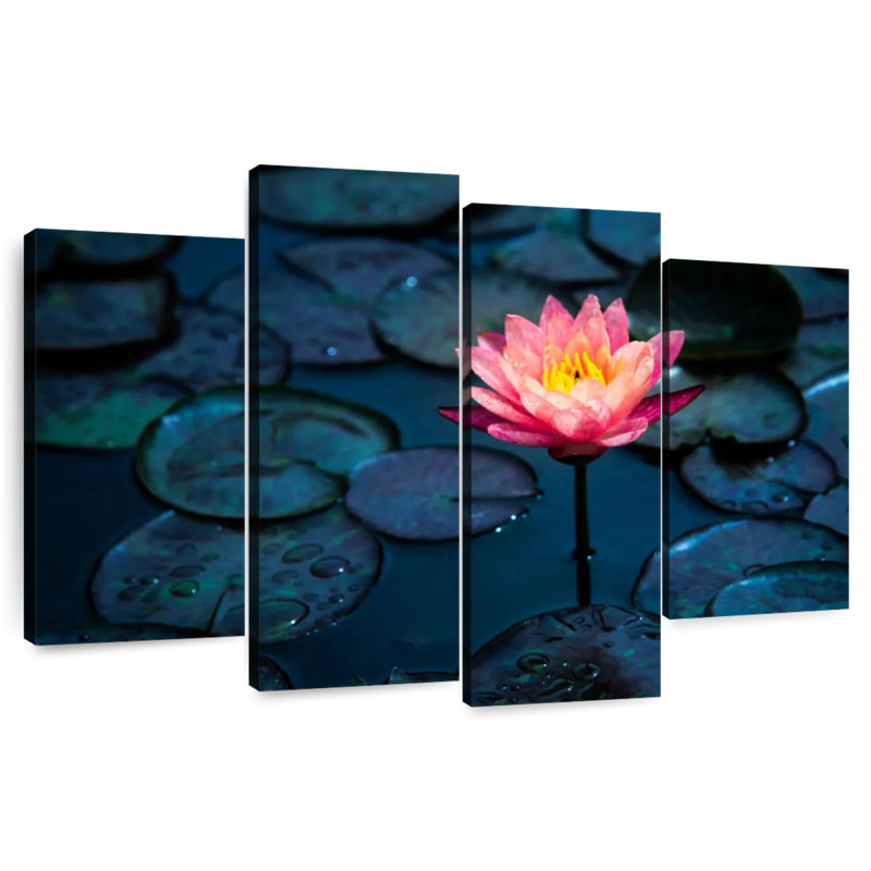 Fleur de lotus rose Harnek, H 54 po x l 84 po