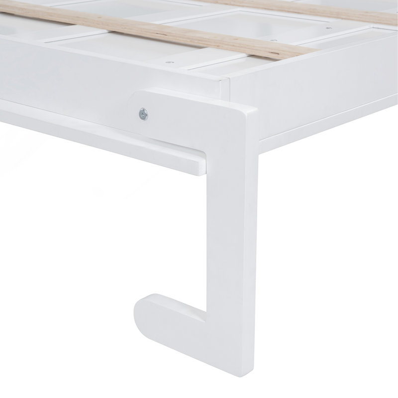 Grand lit escamotable mural avec armoires, Bois massif / bois manufacturé, Blanc