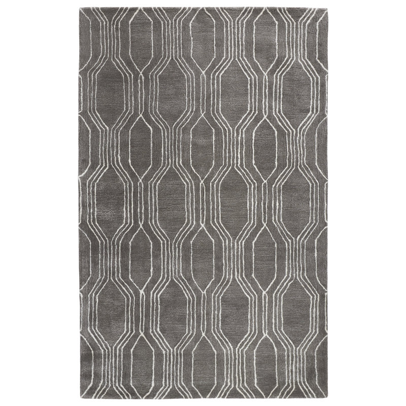 Tapis gris foncé touffeté à la main Poyen, Rectangle 4 pi x 6 pi