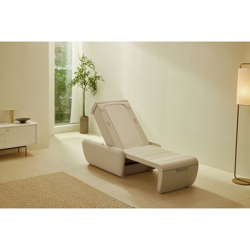 Leather Heated Massage Chair Ottoman Included, Brown