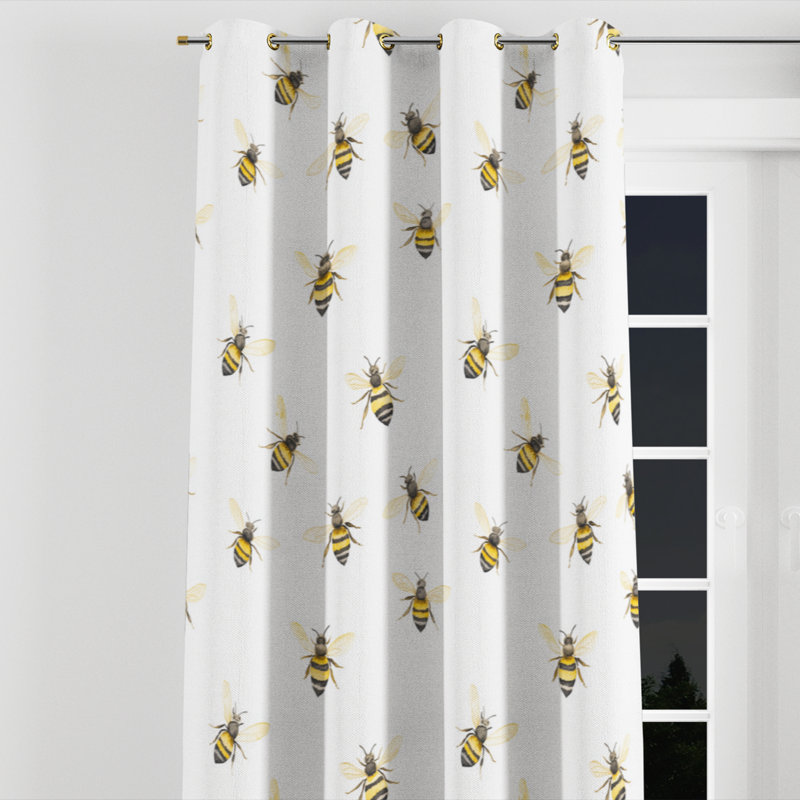 Panneaux de rideaux Nature For Kids - Rideau à œillets Pollinators Gentle Bees - 1 panneau, L 52 po x L 63 po, Œillets dorés