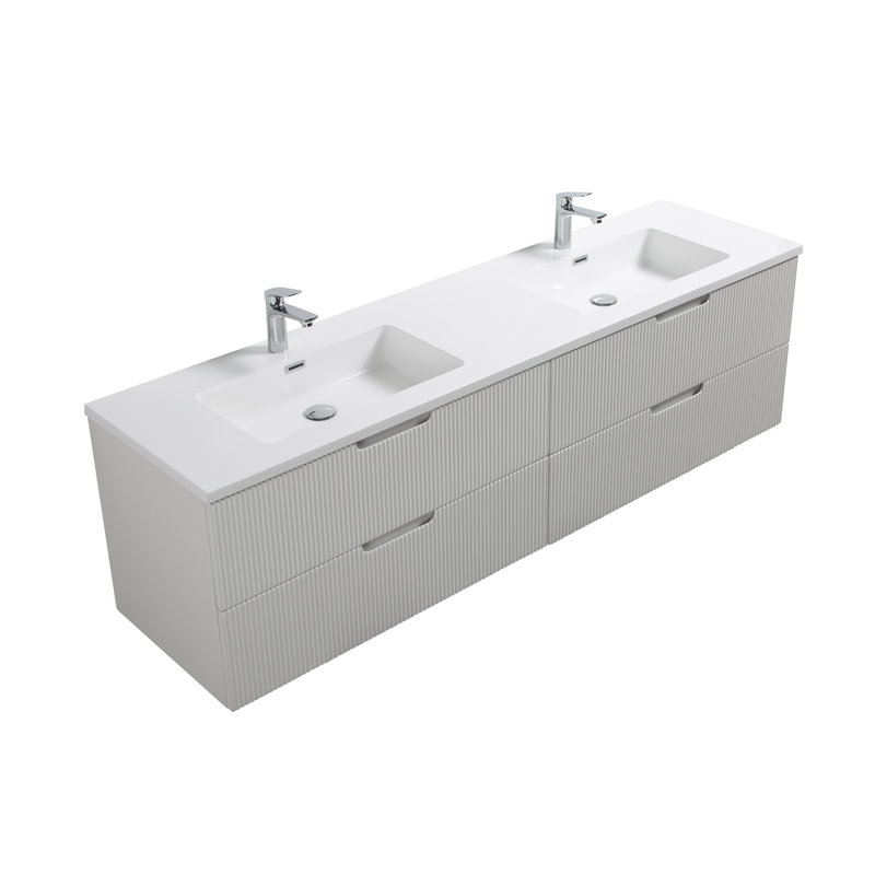 Kamaire 71'' Double Bathroom Vanity with Poly Marble Top