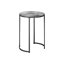 Table d'appoint, côté, rond, bout, table de chevet, lampe, stratifié aspect marbre blanc, métal gris