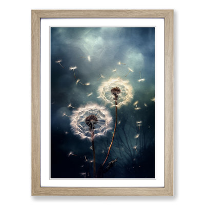 Dandelion Tachisme - Single Picture Frame Print on Wood