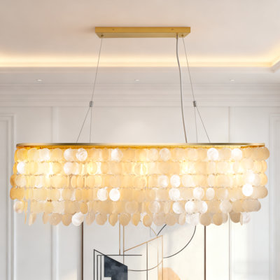 5 - Light Rectangle Capiz Shell Chandelier