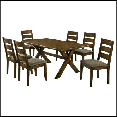 Ensemble de salle à manger 7 pièces gris et noueux Gawain combinant charme rustique et élégance moderne pour une assise élégante et durable