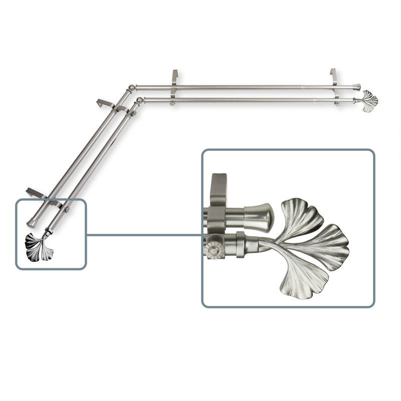 Ensemble de tringle à rideaux double et quincaillerie Dayana, L 28 po x l 48 po, Nickel satiné