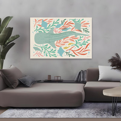 Under The Sea I Coastal; Nautical Blue Stingray Aqua Botanical