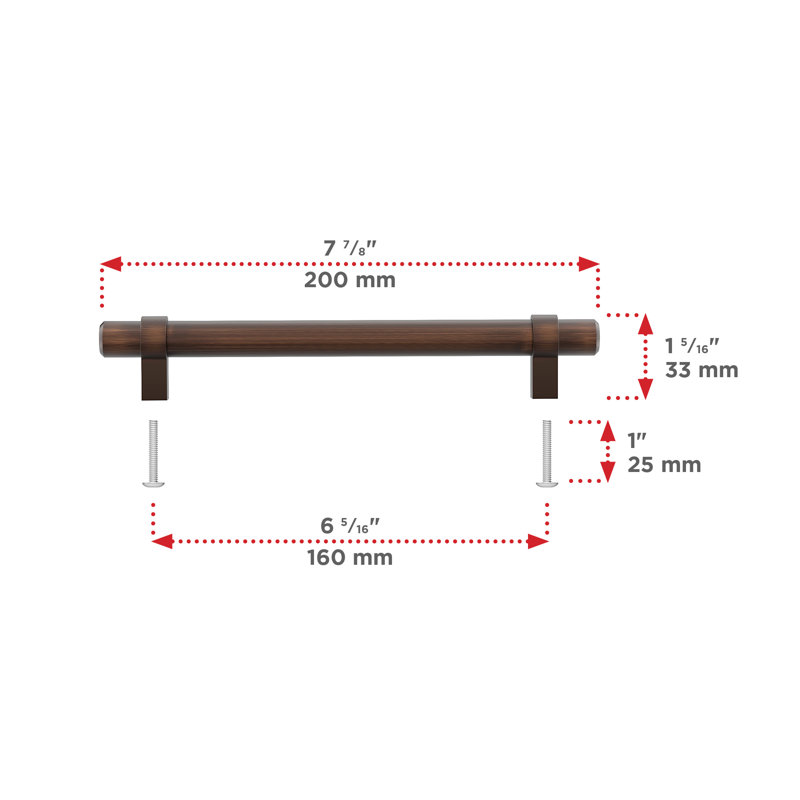 6 3/10" Centre Bar Pull, Brushed Oil-Rubbed Bronze