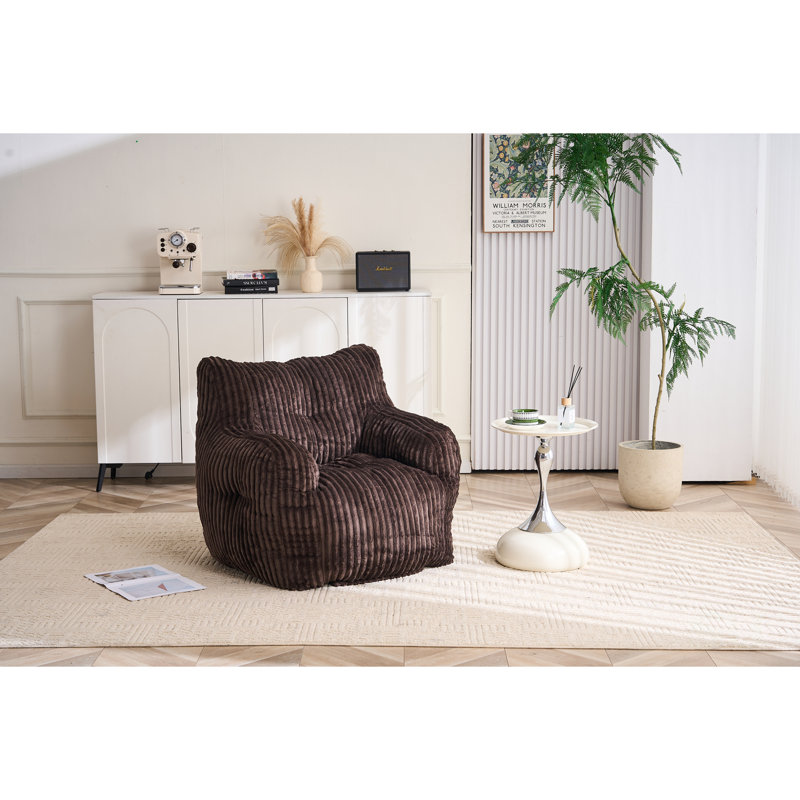 Fauteuil à billes en tissu velours côtelé 010-Soft, Brun