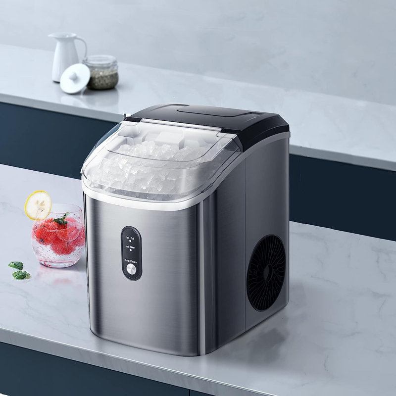 33 lb Machine à glaçons portative avec machine autonettoyante, Argent