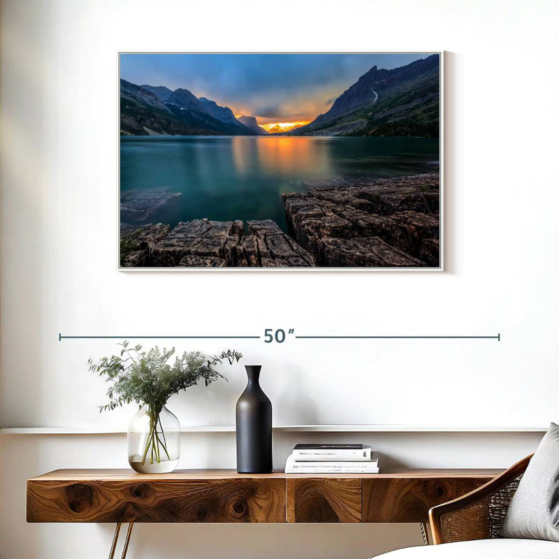 St Mary Lake Montana, Cadre flottant blanc, 37 po x 25 po