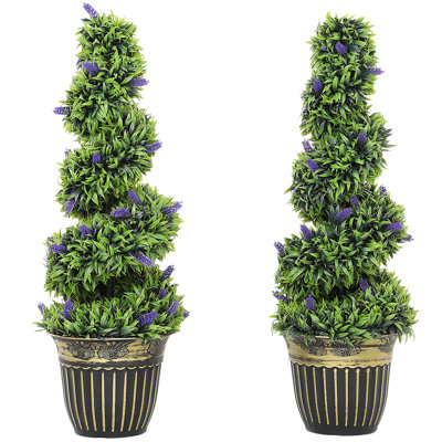90cm Faux Lavender Plant in Cement Pot