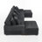 6 - Piece Upholstered Gray Faux Rabbit Fur Flannel Modular Sectional Sofa with Throw Pillows & Removable Ottomans-1911773213