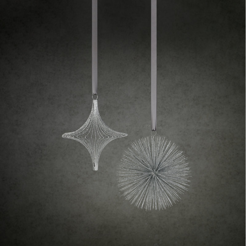 Ensemble de 2 boules de suspension starburst, Argent