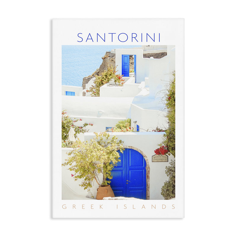 Santorini, îles grecques, toile par Erin Marie, H 30 po x l 20 po