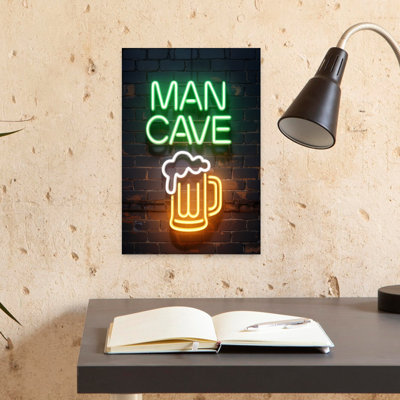Man Cave Beer Neon by Andreas Magnusson - Wrapped Canvas Print