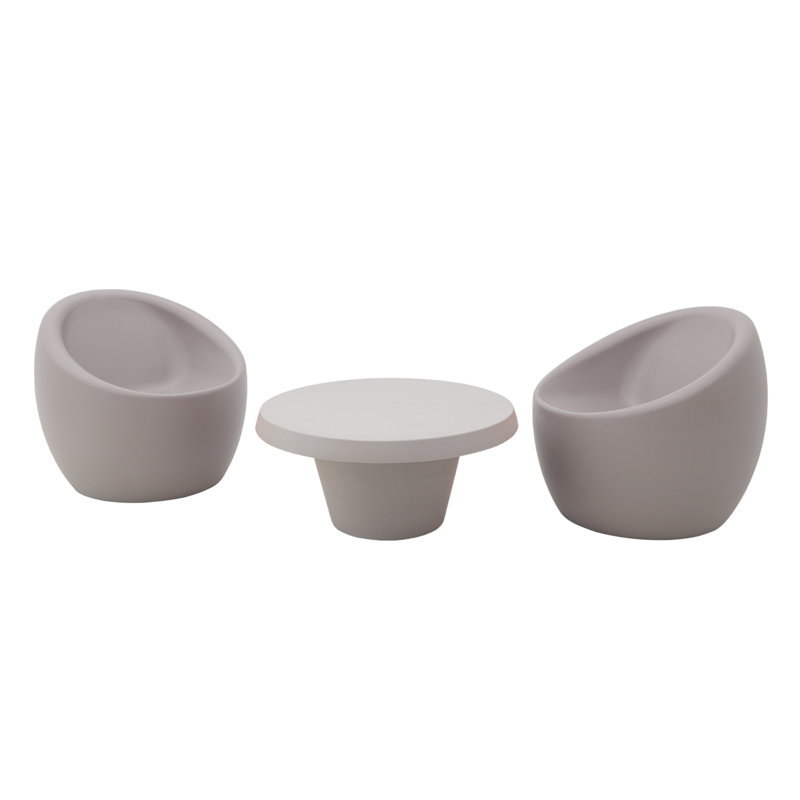 Tramontina Oca 3 Pcs. Polyethylene Lounge Set, Grey, Grey