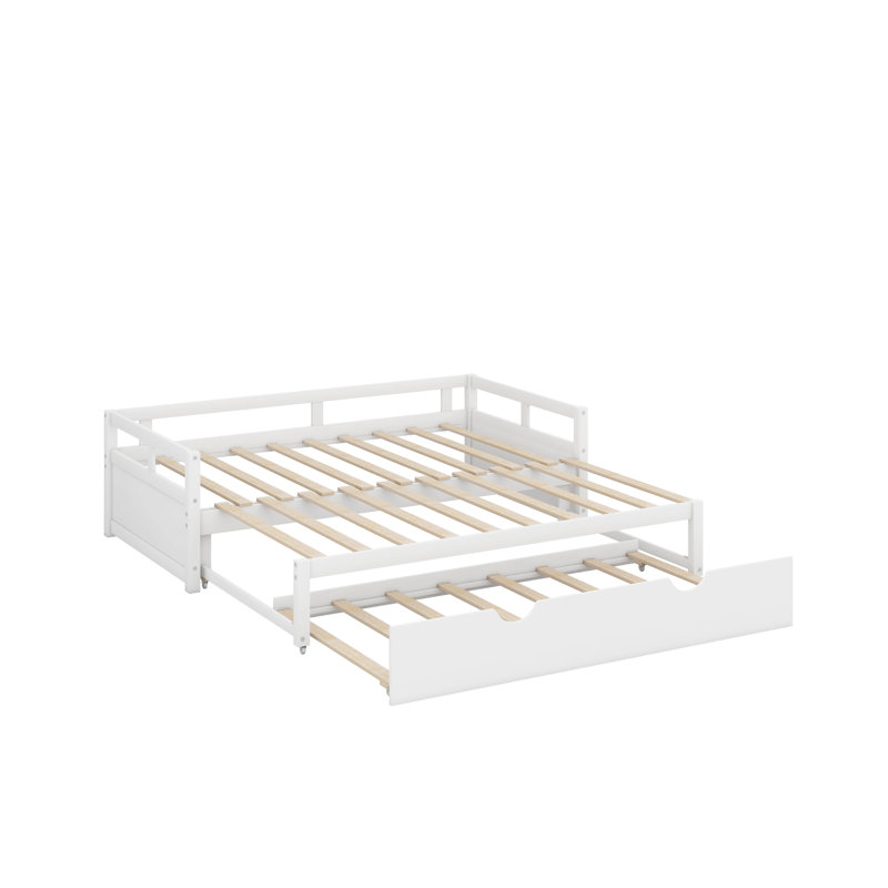 Twin Size Extending Daybed With Trundle, White