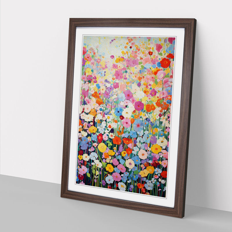 Floral Art Colour Field Art - Framed Print, 64cm H x 46cm W, Walnut Framed