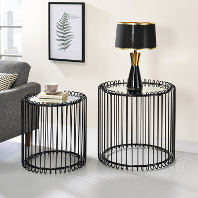 Alkinoi Mirrored Glass Top Nesting Tables