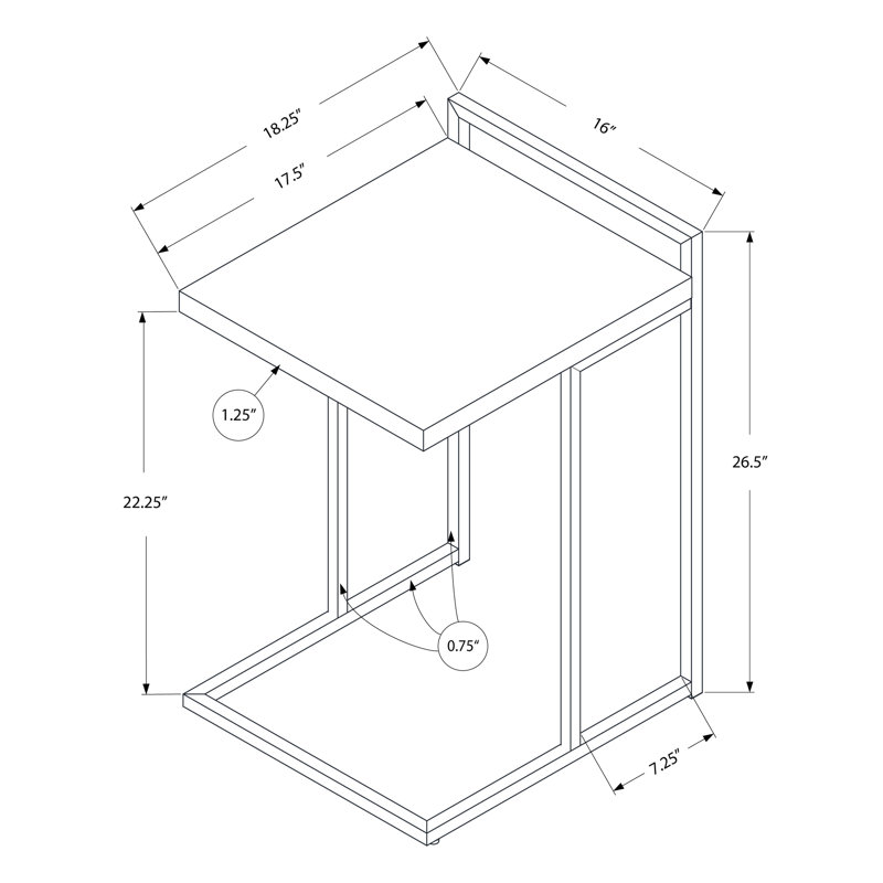 Table d'appoint polyvalente et contemporaine avec construction durable et attrait élégant, White, Chrome