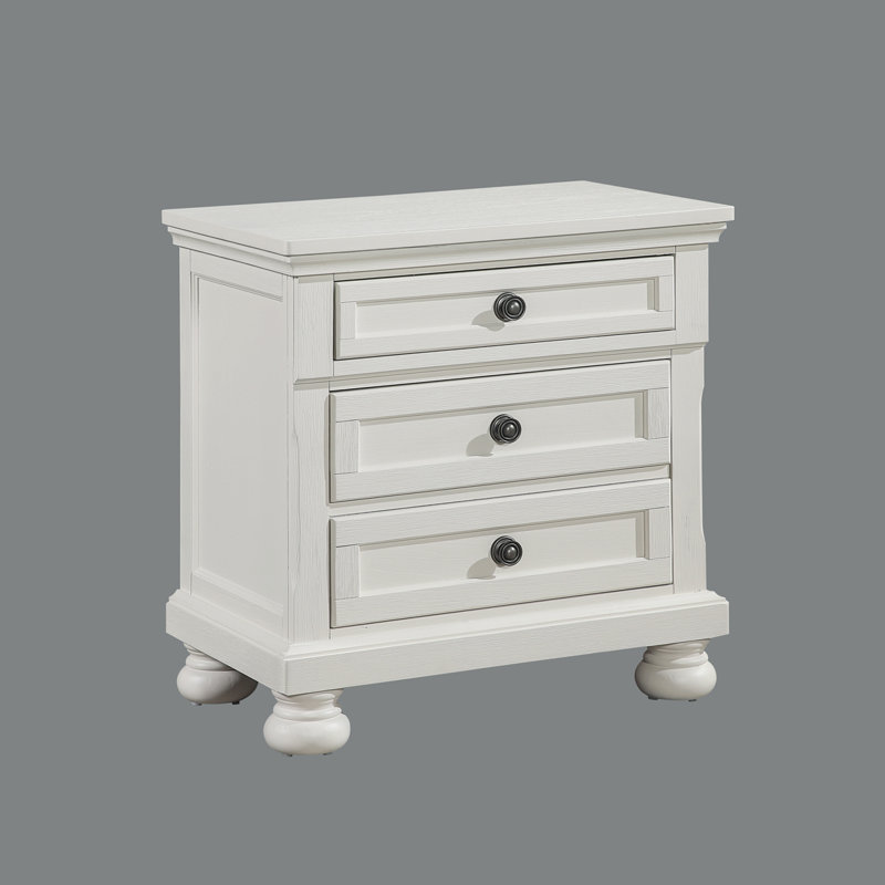 Kynsleigh 29.25'' Tall 3 - Drawer Nightstand, Brushed Brown Acacia