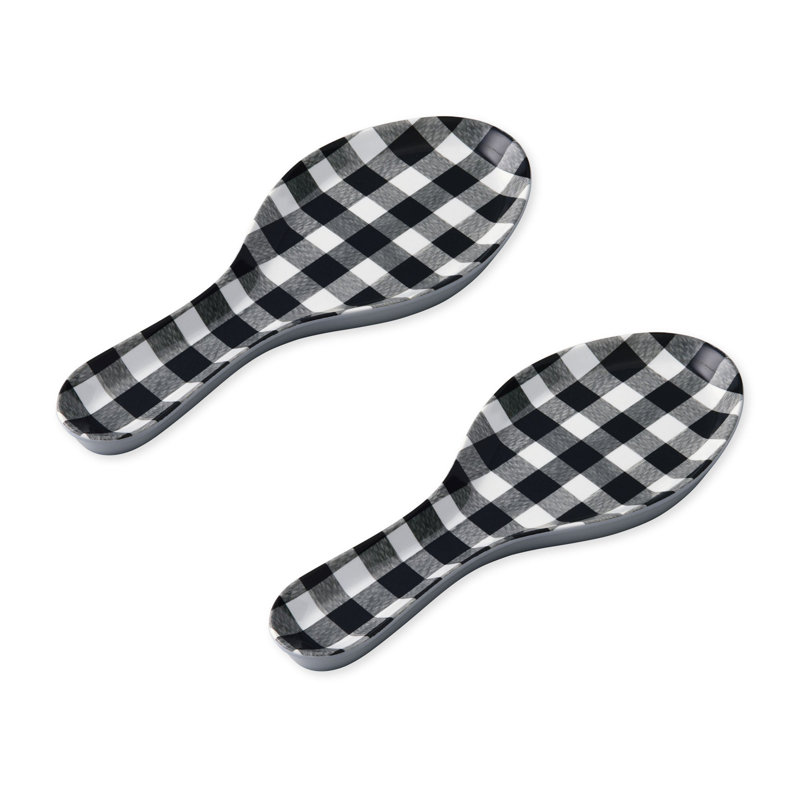 Gingham Black Spoon Rest, Black