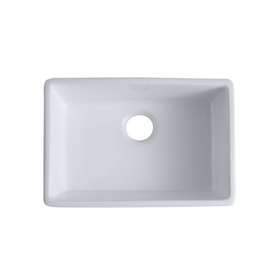 Durable 24"" L x 16"" W Ceramic Fireclay Apron Kitchen Sink with Basket Strainer -  Kingsman Hardware, CFS2416
