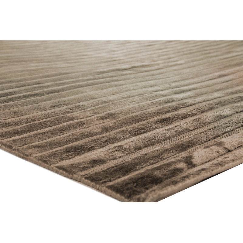 High Low Striped Area Rug in Khaki, Rectangle 12' x 15'