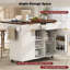 Îlot de cuisine cannelé de 52 po avec rallonge, prise de courant, chariot de rangement de cuisine avec tablettes réglables, 2 portes et 2 tiroirs, îlot de cuisine avec plateau en faux marbre pour cuisine K&K-615165384