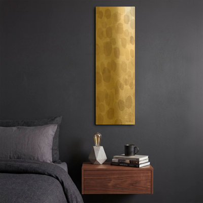 «Natural Abstract IV» par Laura Horn, art mural en métal doré, 12 po x 36 po