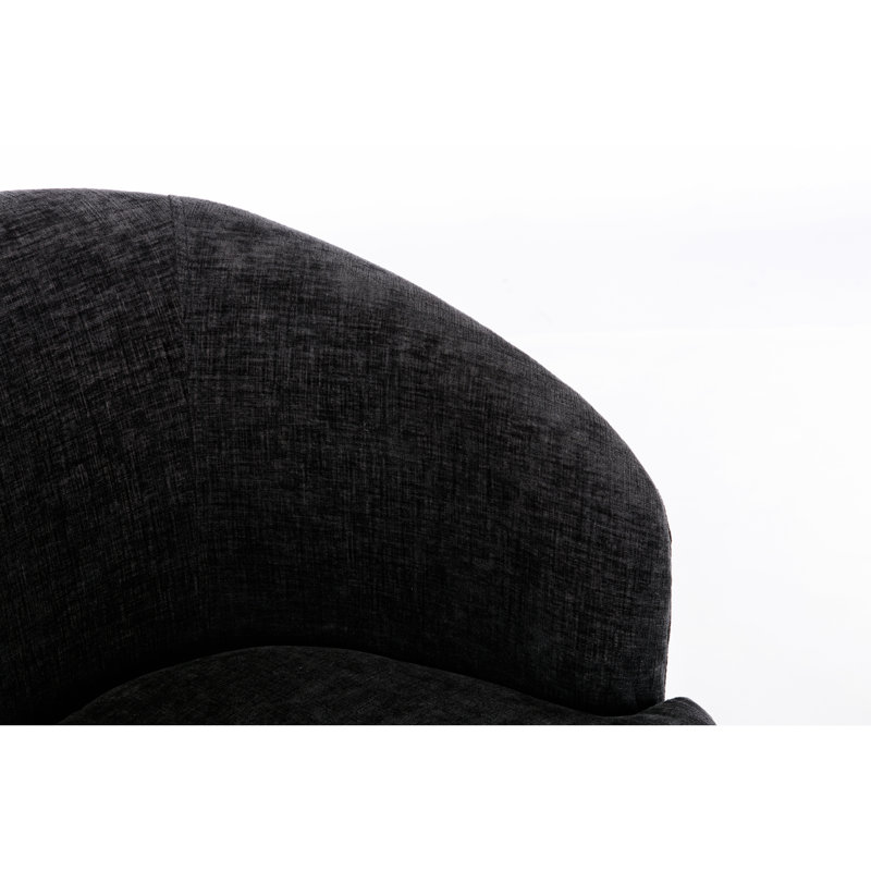 Fauteuil pivotant en chenille rembourré de mousse pour le salon et la chambre à coucher Fauteuil noir avec fonction de rembourrage en mousse