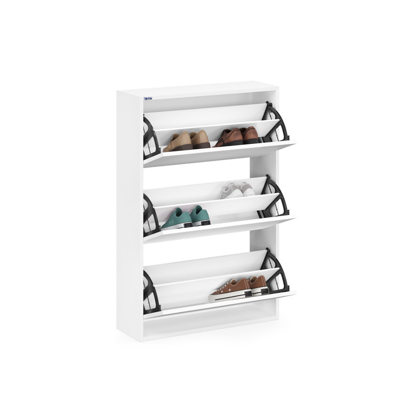 3-Tier Wooden Shoe Cabinet, White